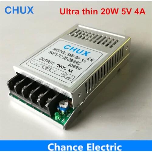 CHUX 5V Switching Power Supply 20W Ultra thin 90V-260VAC Input 4A for LED Strip light Single Output Power Supply