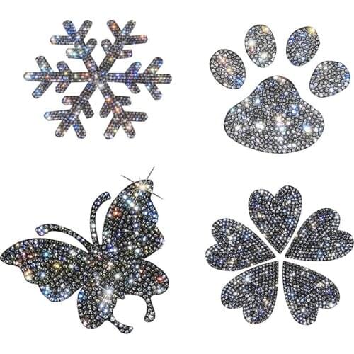 Car Styling Reflective Crystal Diamond Inlaid Swan Flower Fairy Gecko Safe Car Stickers Love Snowflake Decorative Stickers