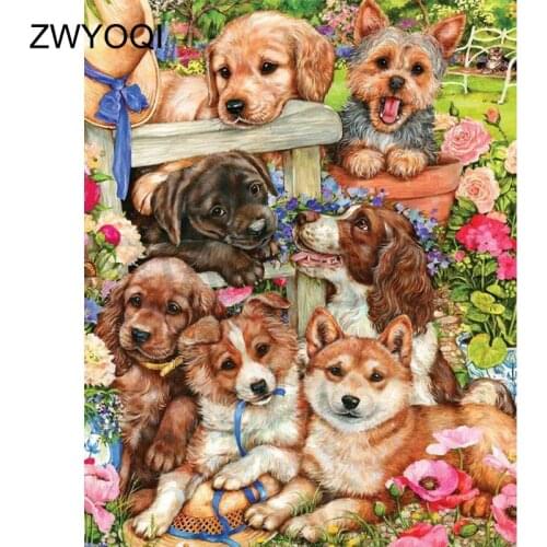 Full Square Diamond mosaic Dog garden hat Full Round Diamond embroidery Dog garden hat 5D DIY Diamond painting Cross stitch Dog