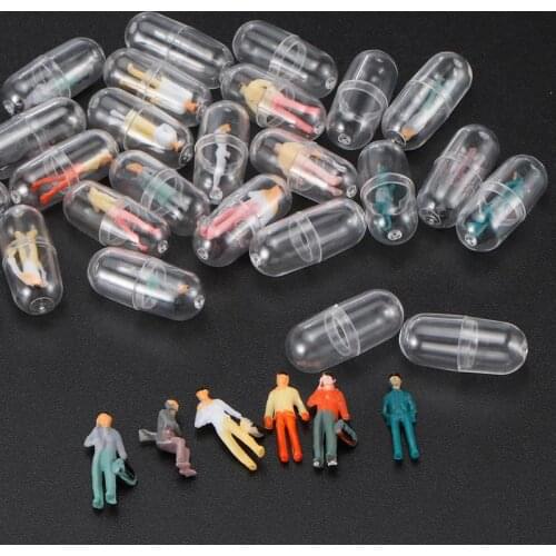 50Pcs Transparent Capsule Shell Plastic Pill Container Medince Pill Cases Bottle Splitters Capsule Figurines DIY Accessories