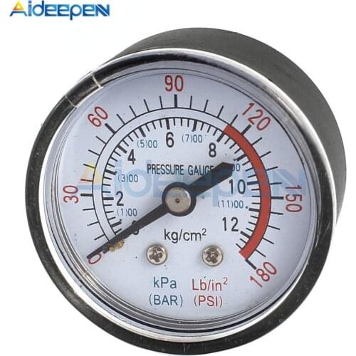 Bar Air Pressure Gauge 13mm 1/4 BSP Thread 0-180 PSI 0-12 Manometer Double Scale For Air Compressor Iron Diameter about 52mm