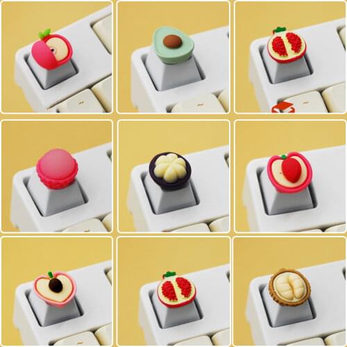 1pc Handmade cute fruit series keycap personality resin apple peach pomegranate keycap for girl gift