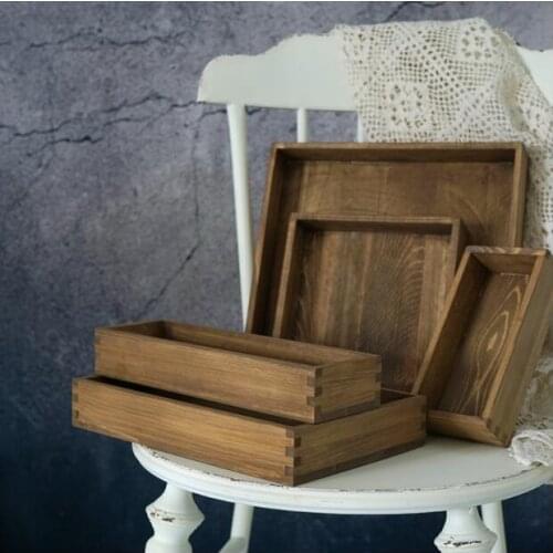 Fashion raw wood tray jewelry tray tray for tableware wood serving tray as bestek organizer FT053