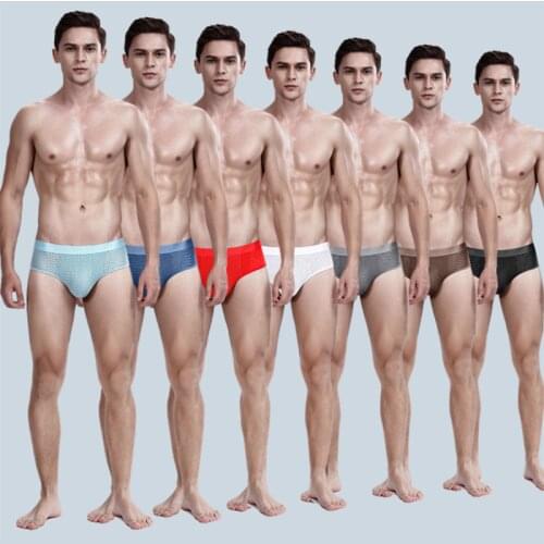 7pcs Men Briefs Summer Hollow Out Mesh Sexy Breathable Shorts Underwear