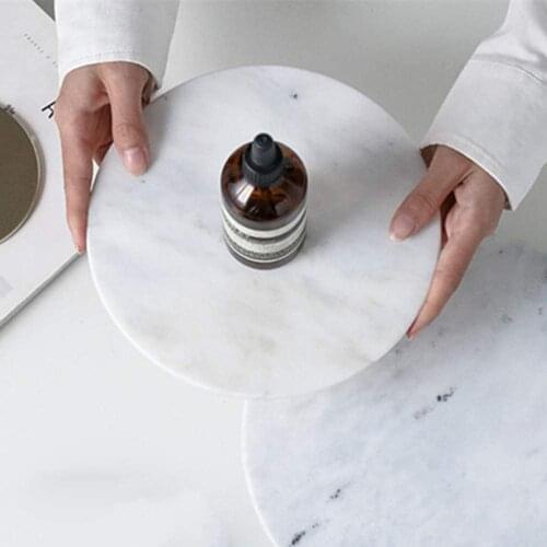 Natural Light Luxury Marble Tray, Cosmetics Jewellery Tray with Crystal Base