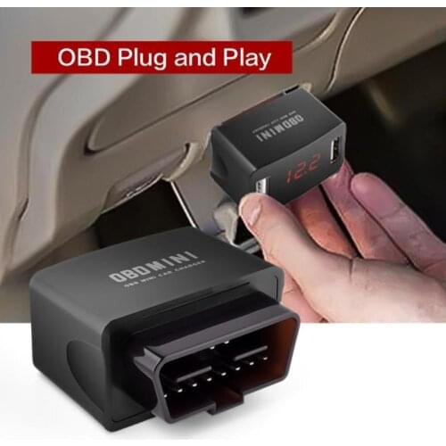 OBD MINI Car Dual USB Charger 12/24V Car Durable ABS Charger Socket with LED Light Voltage Display with Battery Protection