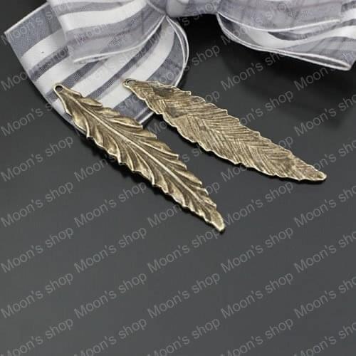 Wholesale 55*11mm Antique Bronze Long Leaf Alloy Flat Charms Pendants DIY Findings Accessories 20 pieces (JM1307)