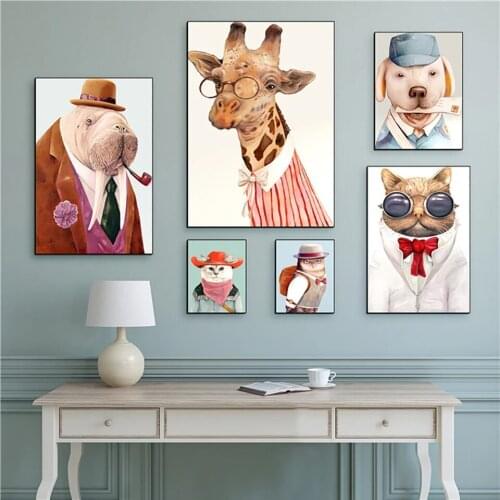 Poster Modern Wall Art Nordic Fun Cute Animals Childrens Room Canvas Painting Kindergarten Decoration