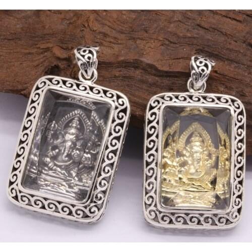 Handmade 925 Silver Ganesha Pendant Vintage Sterling Silver Fortune Buddha Pendant Ganesh Buddha Pendant