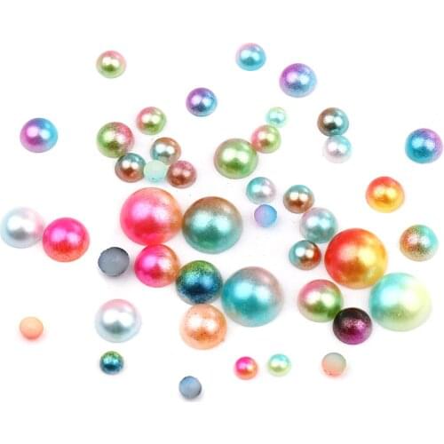 3/4/5/6/8mm Acrylic Imitation Pearl Beads Flat Back AB Colors Cabochon Half Round Bead Scrapbook Decoration DIY Accessor