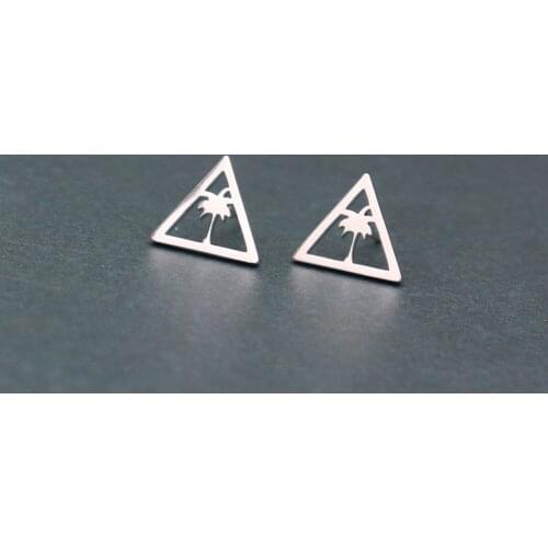 Palm Stud Earring For Women Fashion Summer Beach Jewelry Gold Stainless Steel Geometry Triangle Earring For Girl Gift