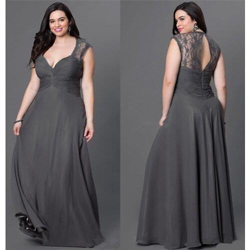 Chiffon Dress Prom Open Back Lace Floor Length Plus Size Prom Specific Occasion Dresses Sleeveless Deep V Neck High Quality Form