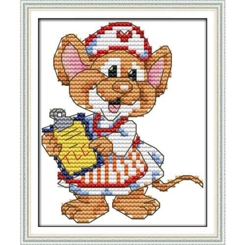 The sport mouse (3) - nurse cross stitch kit 14ct 11ct count print canvas stitches embroidery DIY handmade needlework plus