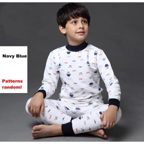Thermal Underwear for Children Boys Girls Thicken Warm Kids Pajamas Set 100% Cotton Kids Winter Teenage Sleepwear 3-15T