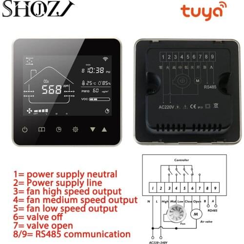 WIFI Smart Controller Home Fresh Air System Fan Coil Unit Dehumidifier Ventilation Controller for Home with CO2 PM2.5 VOC Sensor