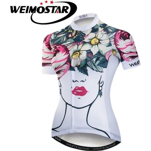 Weimostar 2018 Cycling Clothing top women Girls Bike Clothing Breathable Anti-UV Bicycle Wear Cycling Jersey Flower cycle wear