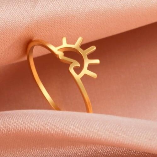 Cazador New Summer Sun Wave Rings for Women Stainless Steel Minimalist Finger Rings Jewelry Party Vacation Gifts 2021 Wholesale