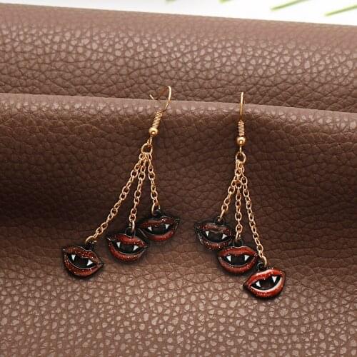 1Pair Halloween Earrings Lip Pumpkin Long Tassels Dangle Earrings Holiday Acrylic Earrings 2021 Trend Jewelry Ear Accessories