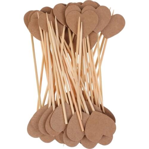 100 Pieces Kraft Paper Rustic Heart Cupcake Cake Toppers Picks Wedding Birthday Party Supplies