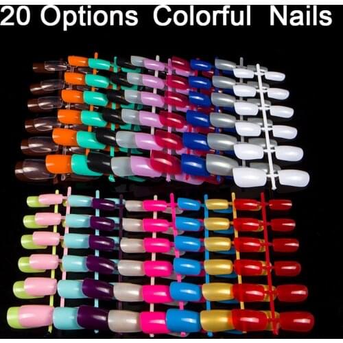 120pcs/pack 20 Colors Fake Nail Tips Short Design Press On Nails Faux Ongles Full Cover False Acrylic Nails Art Design Tips