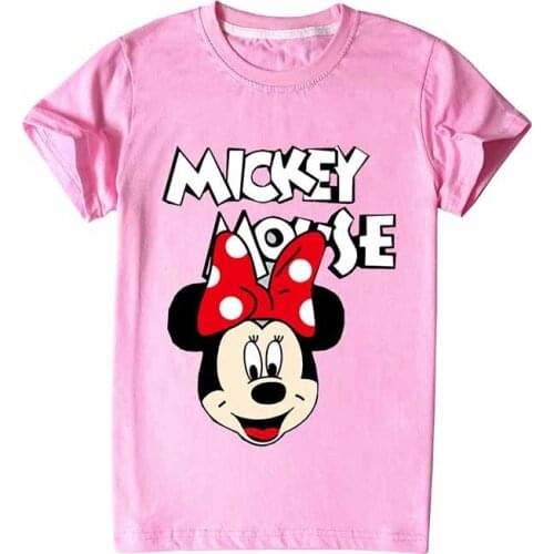 2-16Years Kids Kawai T Shirt Disney Mini Mouse Anime Figures Cartoon Cute Printing Clothing Girls Boys Tops Infant Toddler Tees