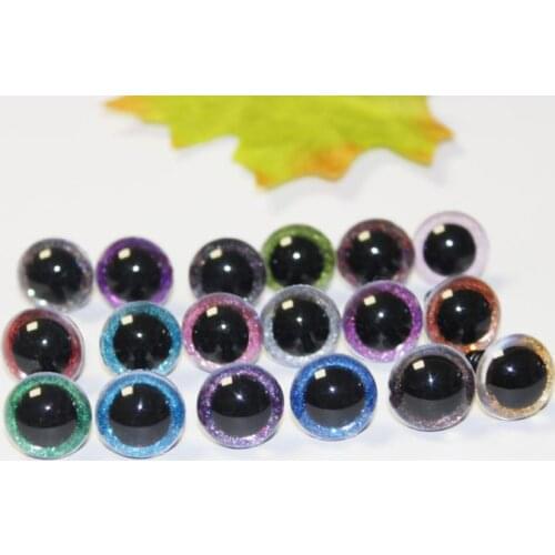 20pcs N18---new style 13mm--28mm round clear toy safety eyes + glitter fabric + hard washers for diy doll--size color option