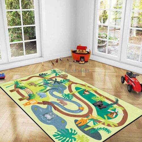 200*300cm Fashion Cute Cartoon Zoo Green Forest Childrens Room Living Room Bedroom Bedside Carpet Floor Mat Customization