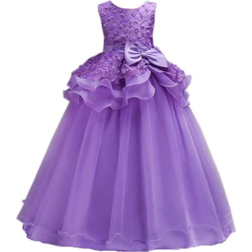 2021 Childrens Dress Girl Party Dress Girls' Sleeveless Lace Princess Puffy Dress Girls Wedding Dresses 5-14Years