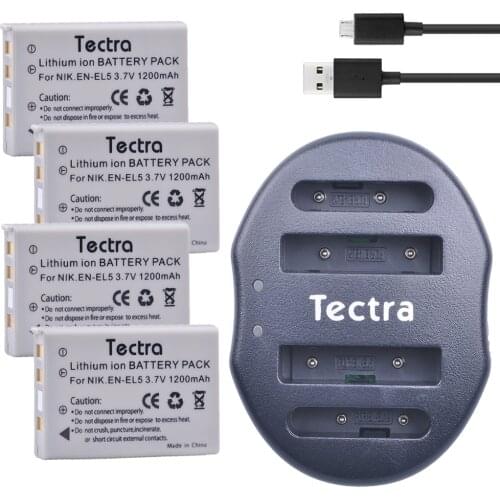 4Pcs EN-EL5 ENEL5 Battery& USB 4-slots Charger for Nikon Coolpix P530 P520 P510 P100 P500 P5000 P5100 P6000 3700 4200 Camera