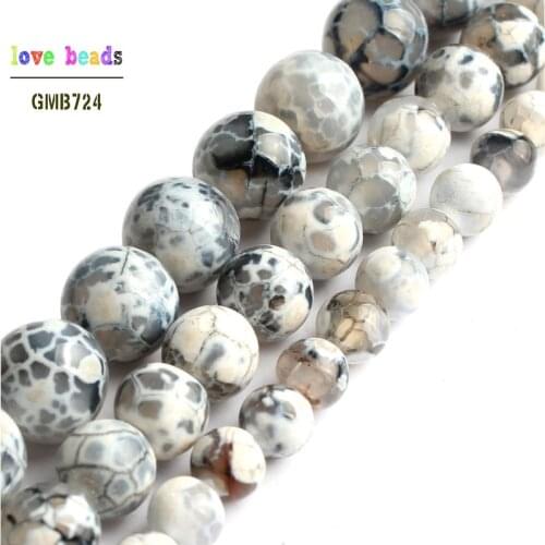 Wholesale White Fire Agates Onyx Round Stone Beads For Jewelry Making Diy Bracelet 15inch/strand 6/8/10mm