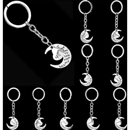 Mom/Dad/Daughter/Sister/Grandma/Grandpa/Brother/Uncle/Aunt/Son I Love You To The Moon And Back Key Ring Keyring Xmas Gift