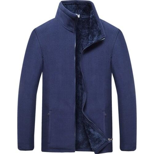 Autumn and winter outdoor fleece mens plus velvet thickened fleece jacket loose large size cardigan warm jacket liner