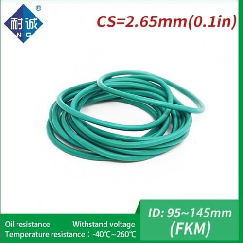 1PC/lot fluoro rubber Ring Green FKM Oring Seals Thickness 2.65mm ID 95/97.5/100/103/125/145 mm O ring Washer