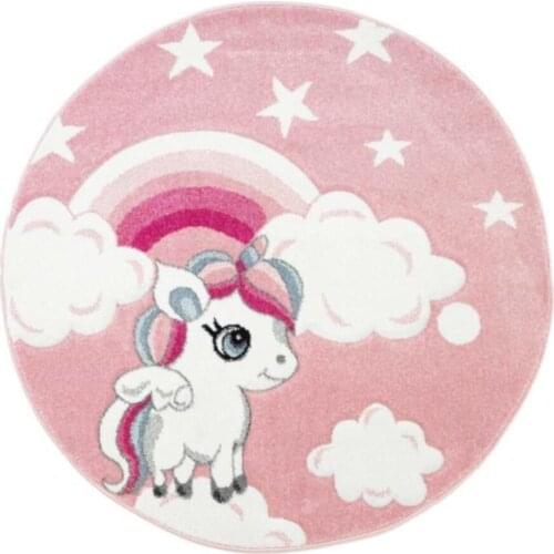 Vinosa Home Cute Horse Pink Round Baby And Children 'S Room Tapestry 120 cm x 120 cm