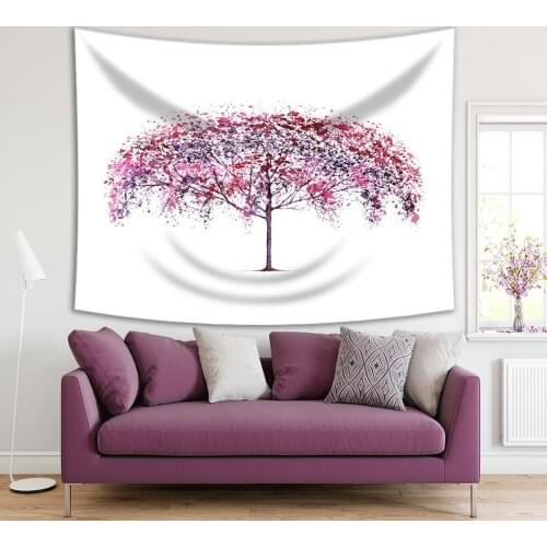 Tapestry Cherry Tree Blossom Flowers Lovely Spring Days Nature Creative Romantic Art Red Pink Purple
