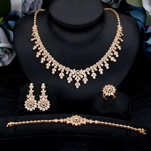 Famous Brand 4 PCS Women Fashion Jewelry Set For Wedding Engagement Cubic Zirconia High Quality Gift Beautiful Bridal Jewellery
