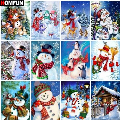 HOMFUN Square Round Drill 5D Diamond Painting Environmental Crafts Full Diamond Embroidery "Snowman christmas" Home decor