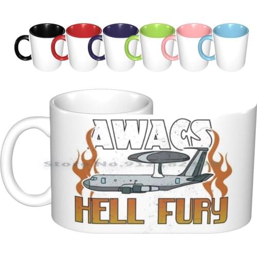 Awacs-Hell Fury Airplaine Ceramic Mugs Coffee Cups Milk Tea Mug Military Air Force Airplane Airplanes Pilot Flight Creative