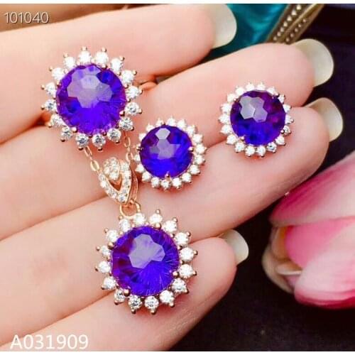 KJJEAXCMY boutique jewelry 925 sterling silver inlaid Amethyst necklace pendant ring female Suit exquisite popular