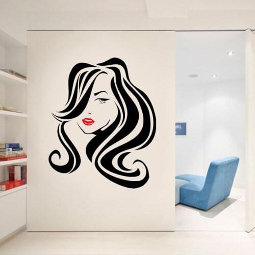 Beautiful Woman Beauty Salon Wall Sticker Vinyl Interior Home Decor Girls Room Hair Salon Eye Lashes Lips Makeup Decals 4686