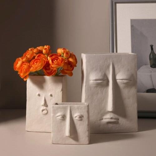 Creative Simple Face Vase Ceramic Ornaments Home Decor Flower Pot Flower Basket Living Room Home Bedroom Flower Vases