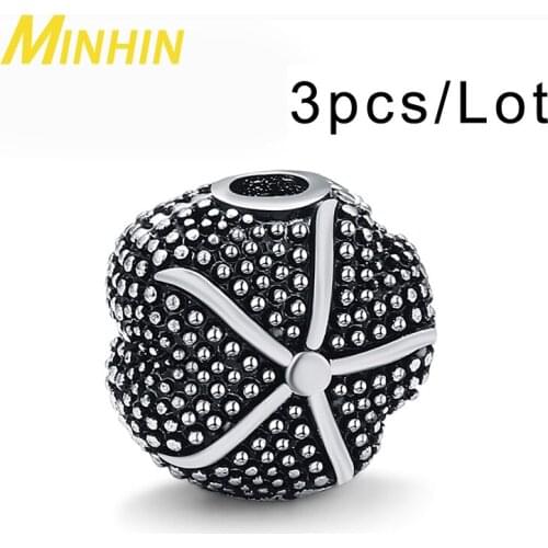 MINHIN Black Silver Color Geometry Irregular Round Space Charms Ball Irregular Beads For Jewelry MakingBracelet Making