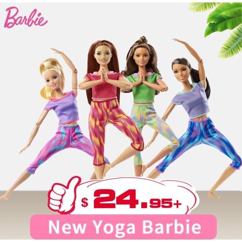 NEW Original Barbie Doll Made To Move Gymnastics Yoga Sports Dolls with 22 Flexible Joints Girls Toys for Kids Toys GXF05