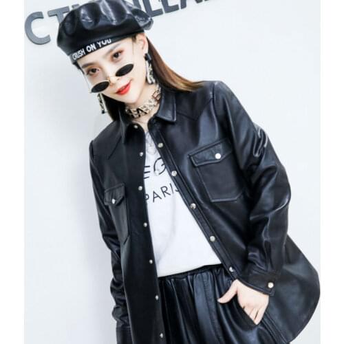 Fashion Simple Genuine Sheepskin Leather Jackets Women Spring Autumn Coat Female 2021 Womens Clothing Casacos Feminino Zjt2081