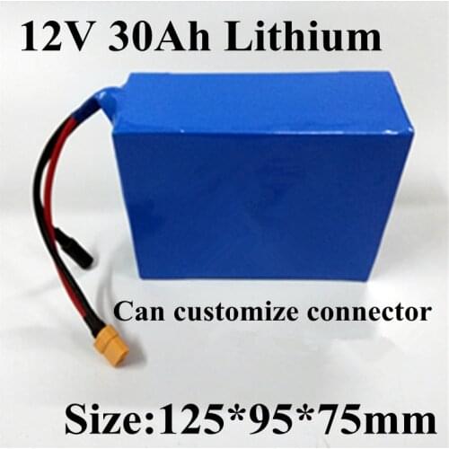 Power battery 12v 30ah 30000mah 12v dc li-ion lithium pack for 200w golf trolly ATV crazy cart backup power gel + 3A Charger