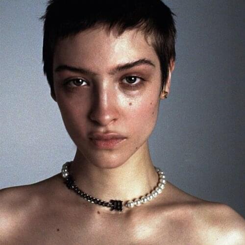 2021 New Exclusive harajuku pendant pearl cute party necklace punk stainless letter chocker Collares Mujer