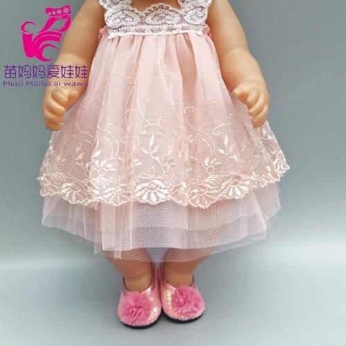 Doll Dress for 43cm Born Baby Doll Clothes Underwear for 18 Inch Girl Doll Pink Dress for Bebe Doll