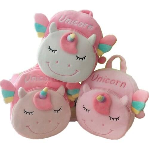 Unicorn Plush Backpack For Toddler Girl Pink Sweet Kids School Bag With Zipper Child Cartoon Animal Backpacks For Kawaii Gift