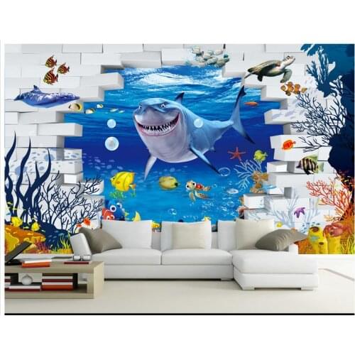 Custom 3d wallpaper 3d murals wallpaper underwater world cartoon wallpaper children room background wall paintings decoration