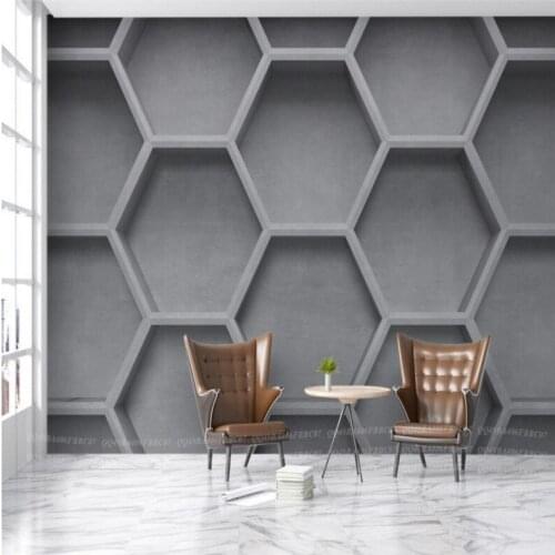 Dropship Fatman Grey Wallpaper 3D Abstract Geometric Nordic Wallpaper Foto Mural Living Room Wall Papers Home Decor Tapeta